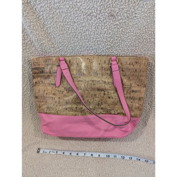 Pretty Anne Klein cork and pink vinyl tote purse with lots of pockets and room - Picture 1 of 5
